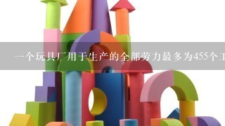 1个玩具厂用于生产的全部劳力最多为455个工时，原料最多为410个单位。生产1个小熊要使用15个工时...